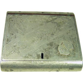 WW2 rusa hecho a mano caja de cigarrillo de aluminio, 1943-1948 fecha! arte trinchera !!!. Espenlaub militaria