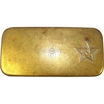 Période WW2 boîte métallique faite avec RKKA étoile rouge. Espenlaub militaria