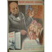 Плакат "Сказки Черчиля", пропаганда 3-его Рейха, эстонский язык