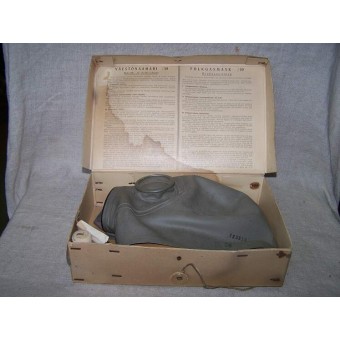 Finlandés máscara antigás civiles fecha de 1939 en la caja original.. Espenlaub militaria