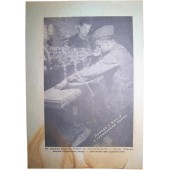 Deutsches WK2-Propaganda-Flugblatt von der Ostfront. Kriegsgefangene arbeiten für Deutschland