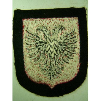 Emitido-Un Dachau hizo escudo de la manga para los voluntarios de Albania SS. Espenlaub militaria