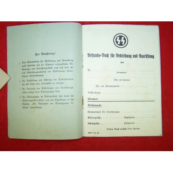 Вещевая книжка СС-мана. SS Bestandsbuch für Bekleidung und Ausrüstung. Espenlaub militaria