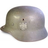 M 35 , Q 64 Helm, Nachkriegsjahrgang 1940, kampfbeschädigt !