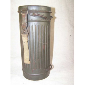 Tedesco WW2, 1941 anni gasmask datato e scatola metallica.. Espenlaub militaria