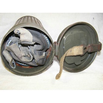 Duitse WW2, 1941 jaar gedateerd gasmasker en canniner.. Espenlaub militaria