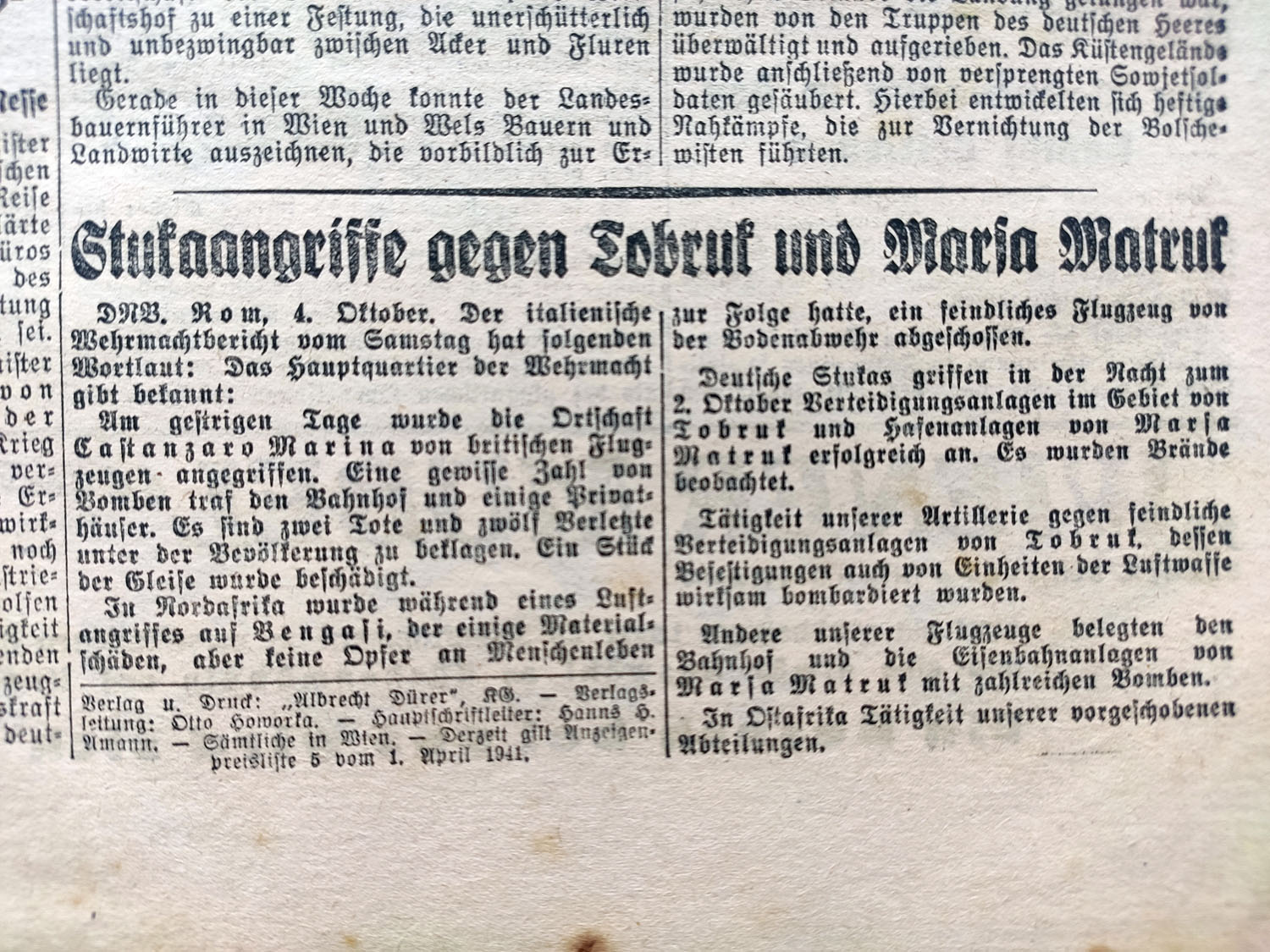 Das kleine Volksblatt - 5th of October 1941 - Large troop transport ...