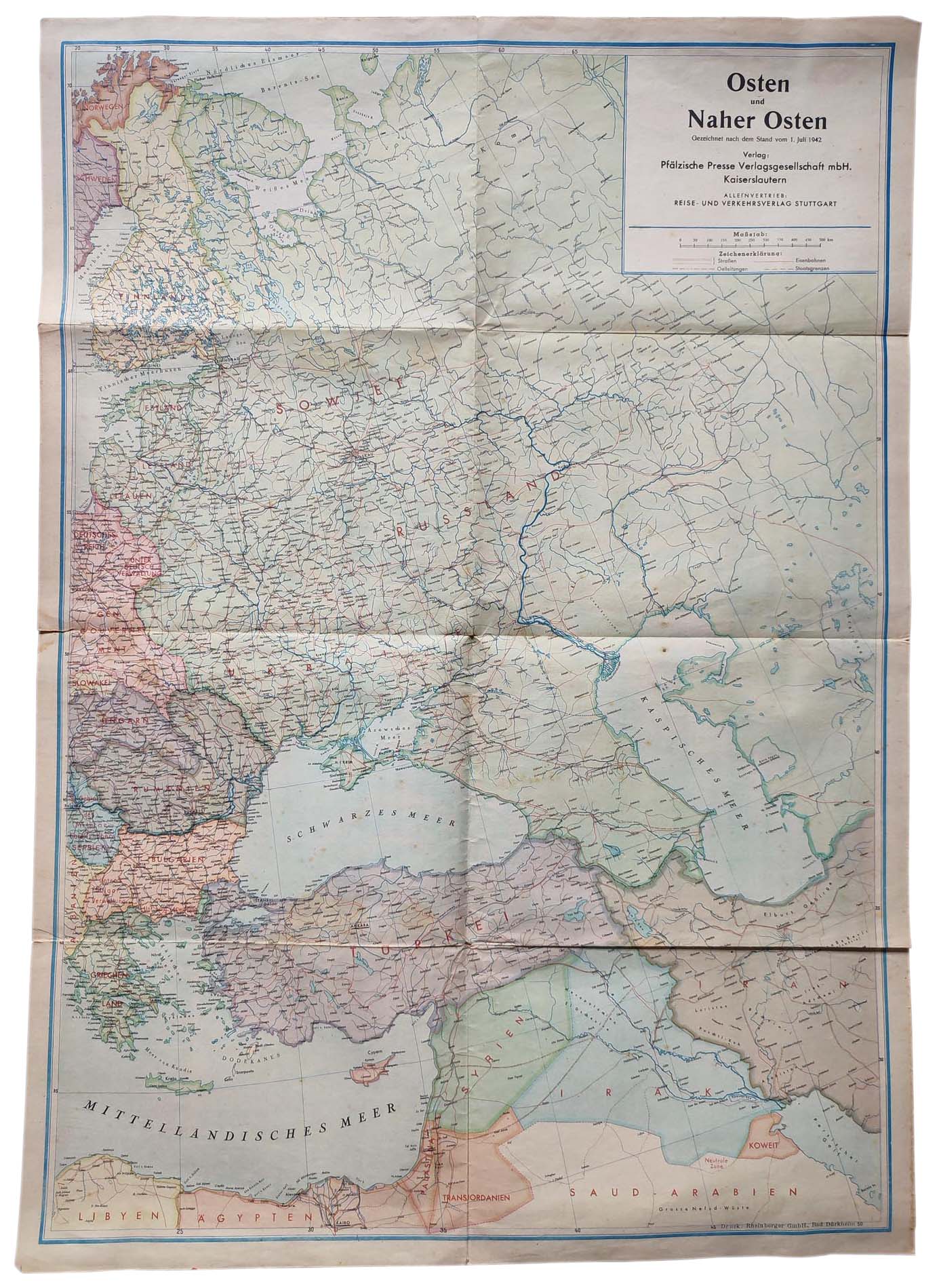 Map of East and Middle East, 1942