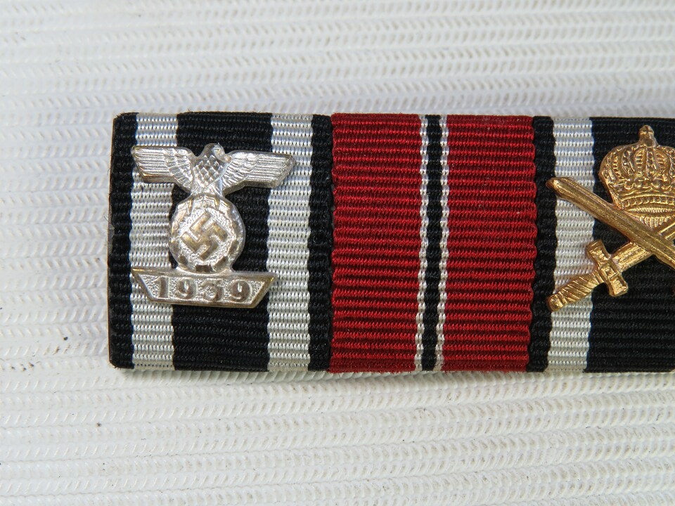 German WW1 & 2 officer ribbon bar. 9 awards.