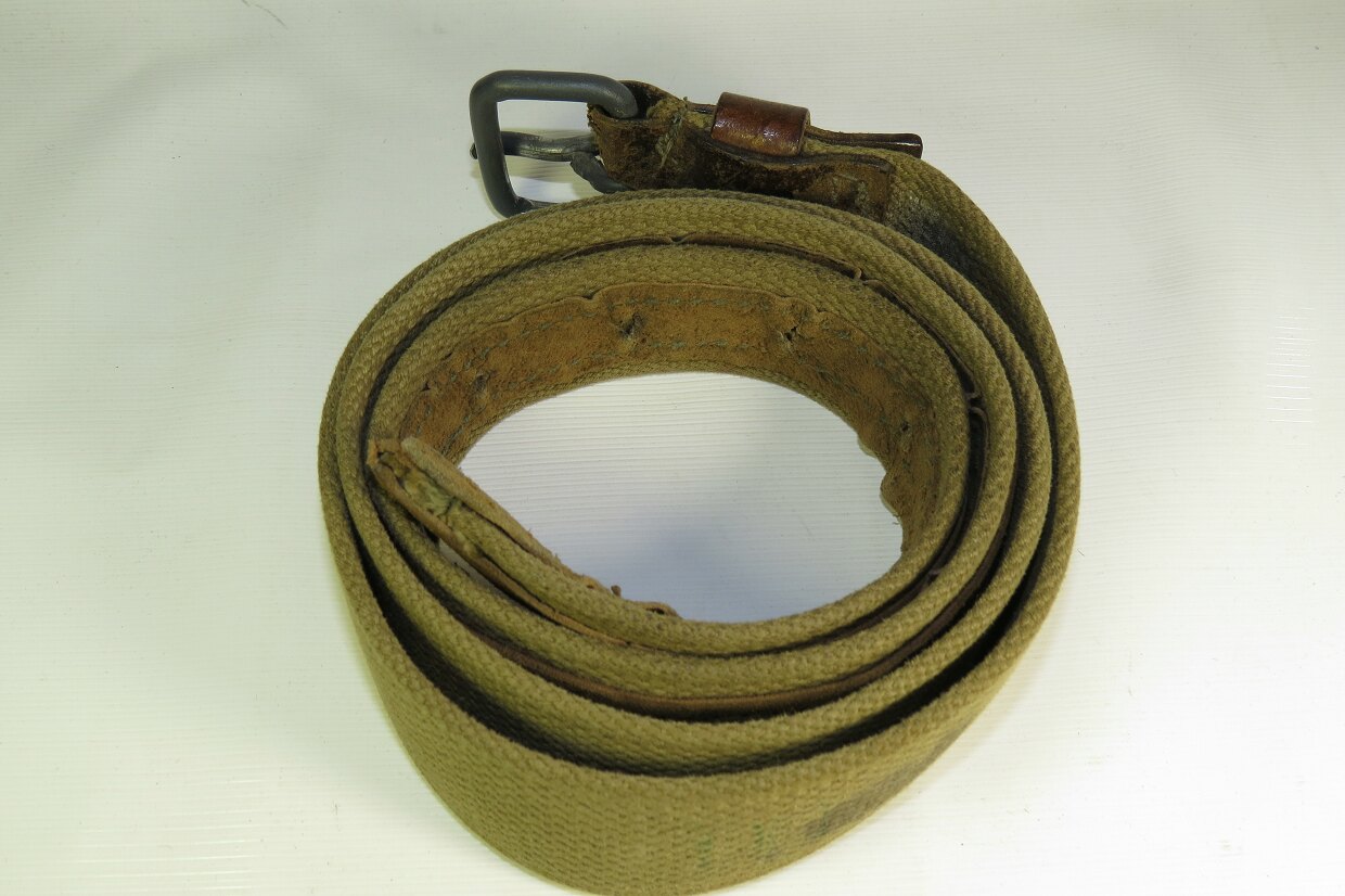 Canvas / leather enlisted man belt., 115 cm.- Belts & Buckles