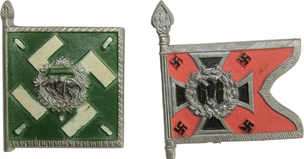 Original WWII WHW German Flag Tinnies: Kraftfahrkampftruppe (Su16