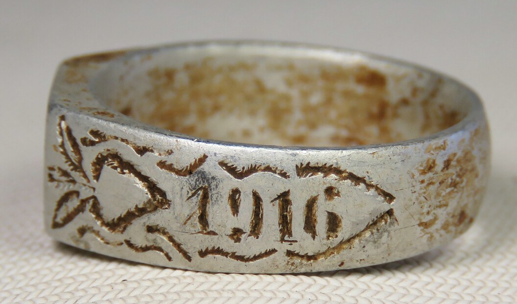 WW1 Imperial Russian aluminum trench art ring