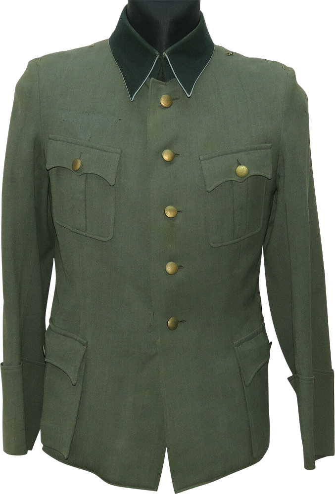 German Wehrmacht Officers Tunic With A Dark Green Collar And Blue Piping