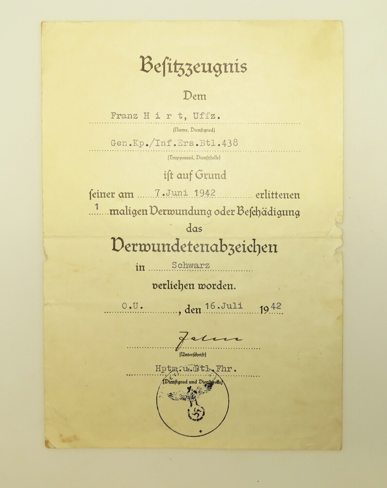 Set of award certificates for a Wehrmacht Infantry Lieutenant. Krim ...