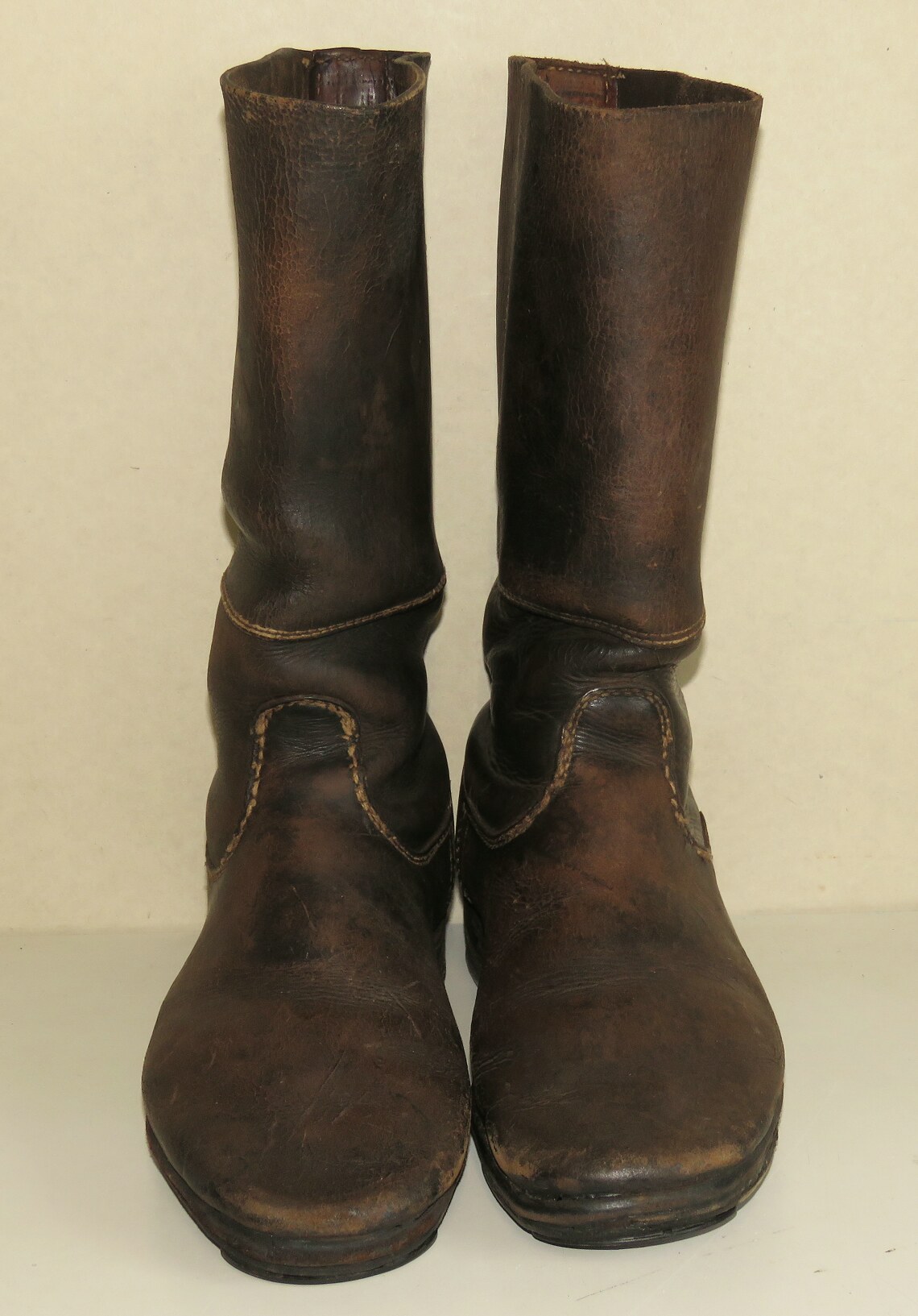 WWII German soldier's brown leather long combat boots for Wehrmacht ...