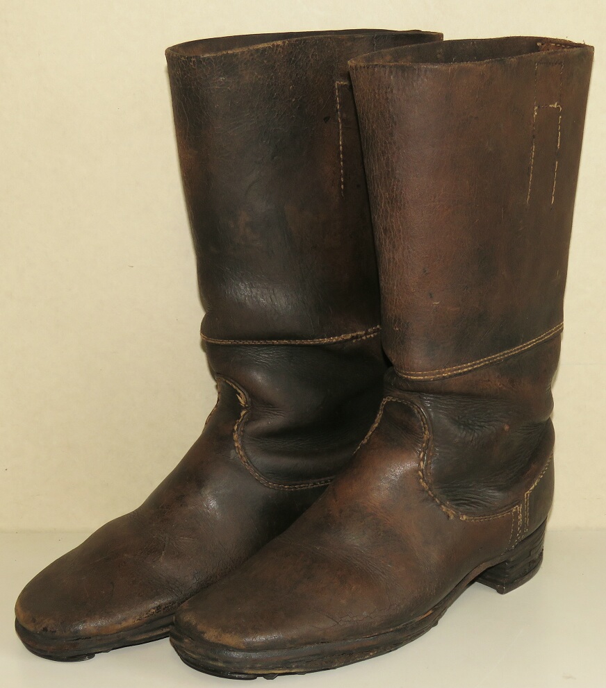 WWII German soldier's brown leather long combat boots for Wehrmacht ...