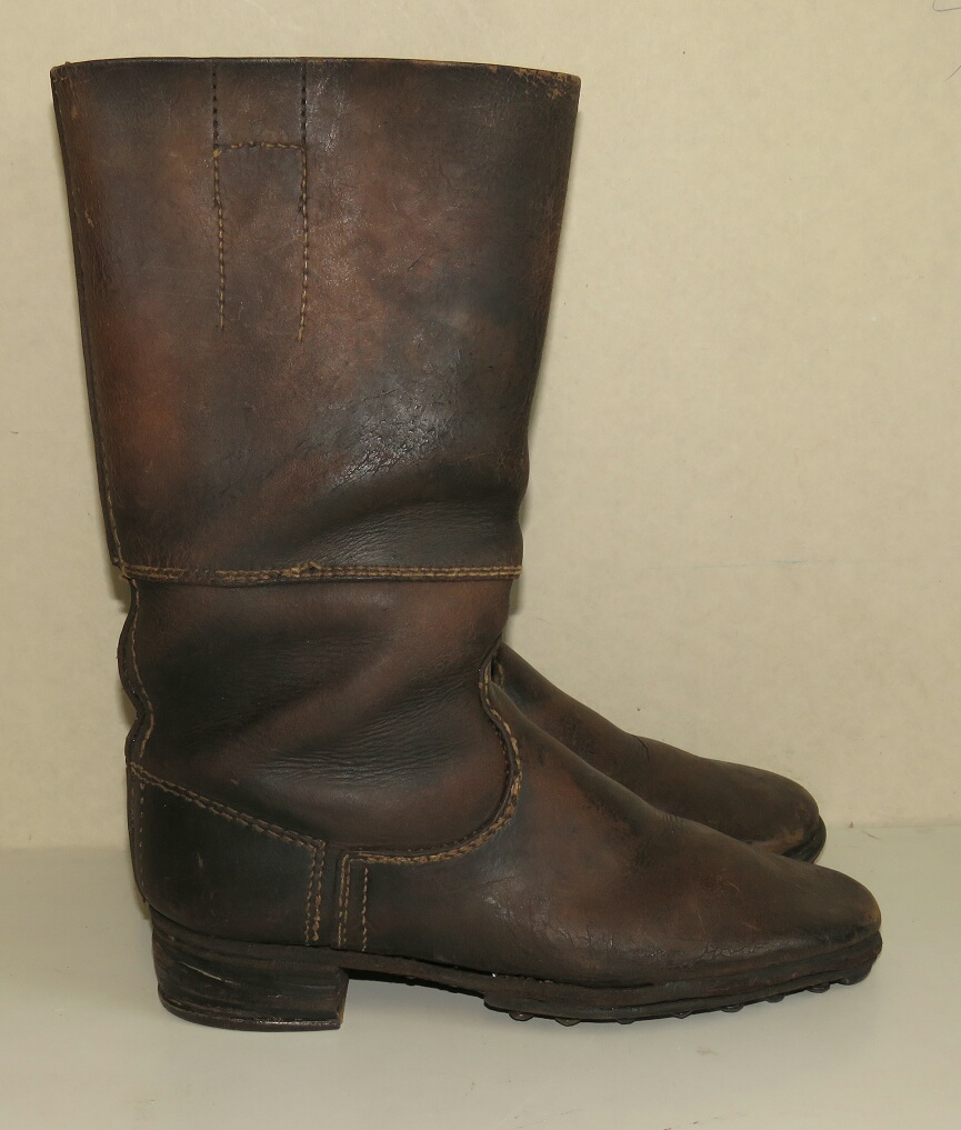 WWII German soldier's brown leather long combat boots for Wehrmacht ...