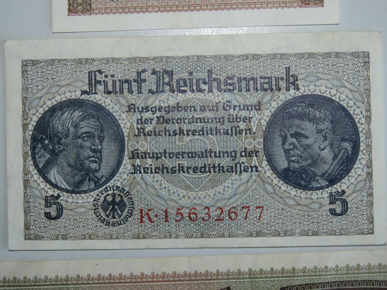 Set of 3rd Reich war time banknotes for Ostland