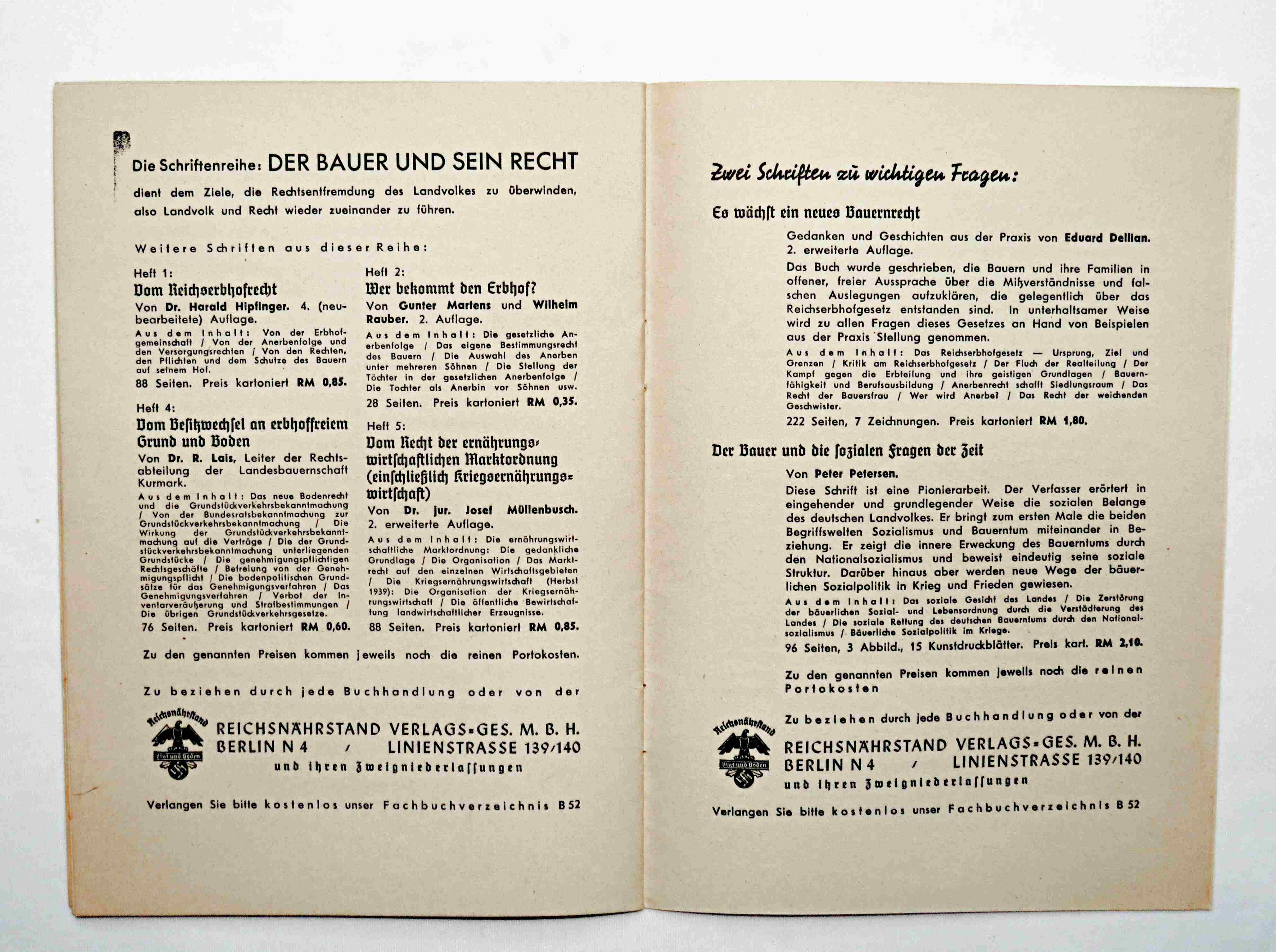 The farmer and his law, series of publications by the Reichsnährstand ...